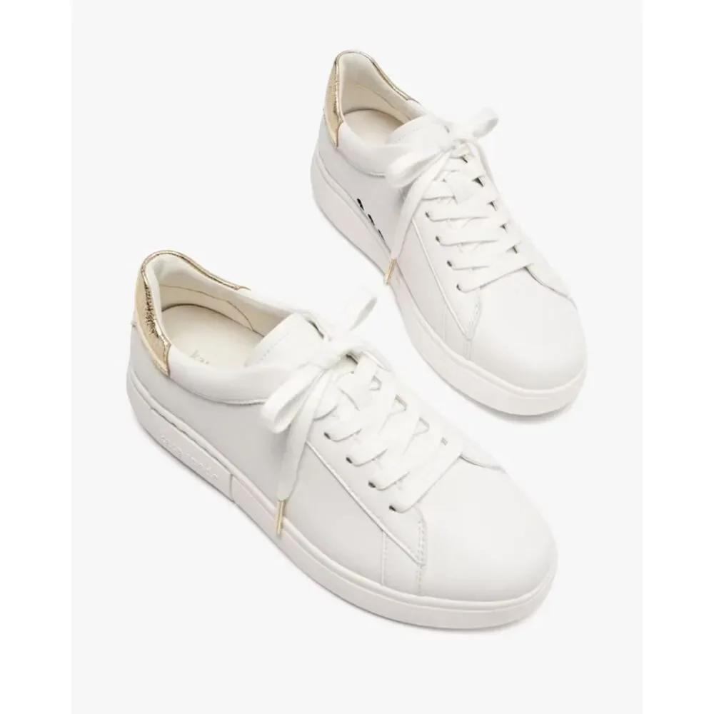 Kate Spade White Gold Lift Sneakers Shoes Women's Size 9B New